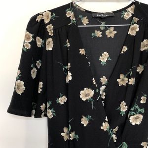 NWOT Black Floral Maxi Wrap Dress